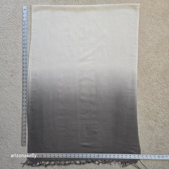 Eileen Fisher Wool Silk Gradient Ombre Lightweight Scarf Brown Ivory - Picture 2 of 9